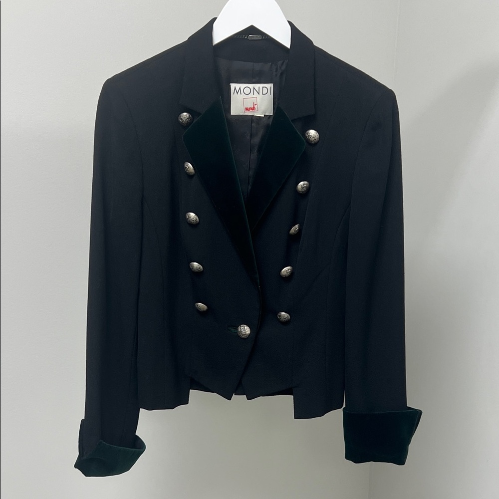 Mondi Vintage Blazer with Green Velvet Lapels